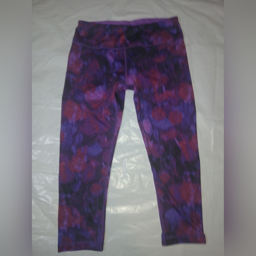 Active Life Purple Red Patterned Leggings Women’s Size M Stretch Workout Pants